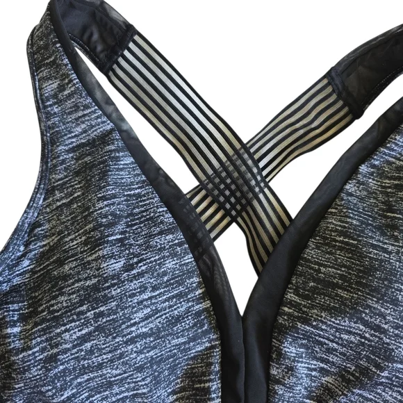 Victoria's Secret Black Cross-Back Sports Bra with Striped Straps - Picture 2 of 5